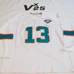 NEW Mens Miami Dolphins Dan Marino Long Sleeve White Throwback Jersey Size Large